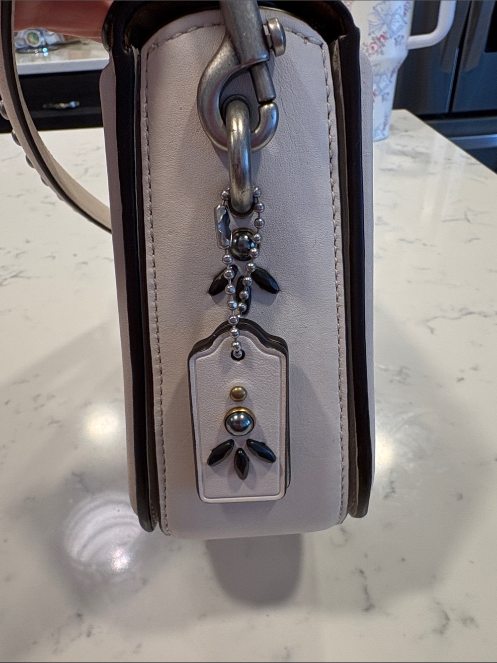 Coach Cream Leather Studded Crossbody Shoulder Bag - Picture 5 of 15